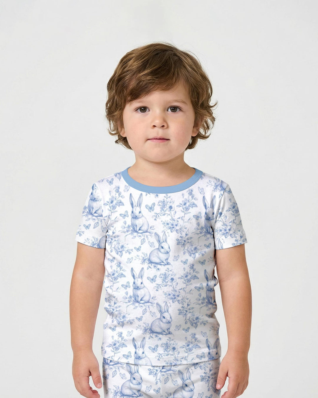 Easter Chinoiserie Toile de Jouy Two Piece Short Sleeve Shorts Pajama Set