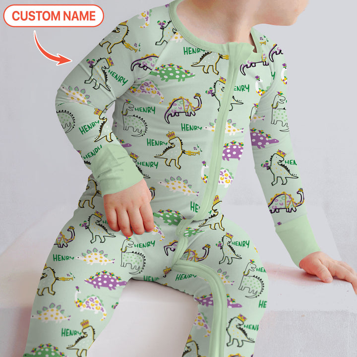 Custom Name Mardi Gras Saurus Convertible Zippy