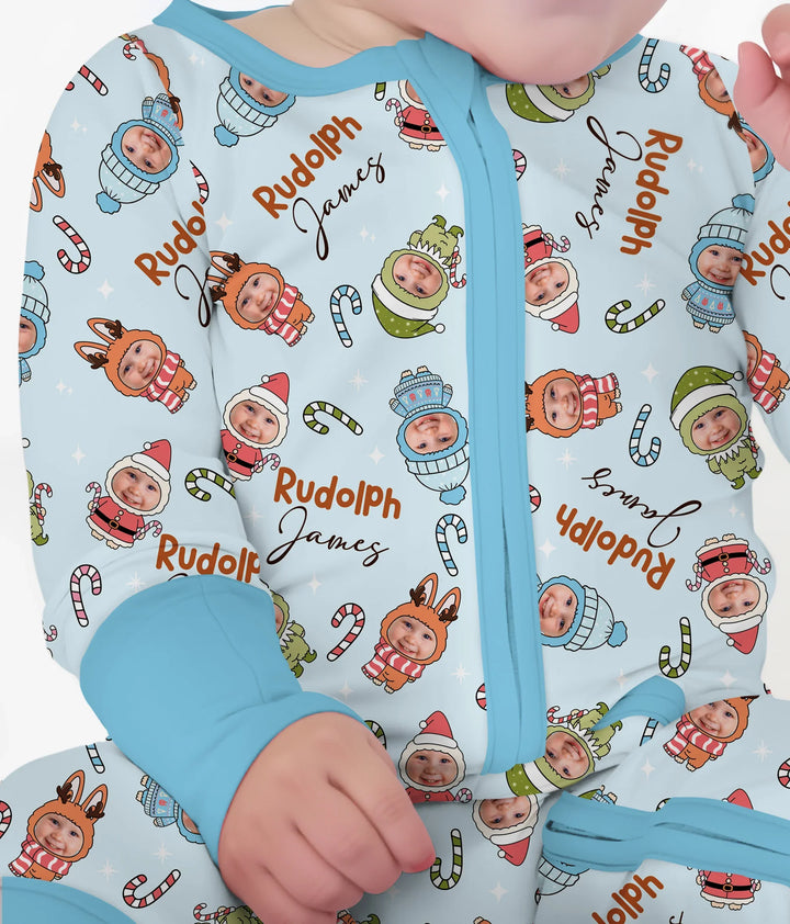 Custom Baby Photo Christmas Bear Convertible Zippy