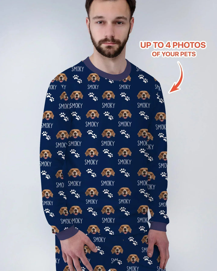 Custom Name and Pet Photos Men's Pajama Set