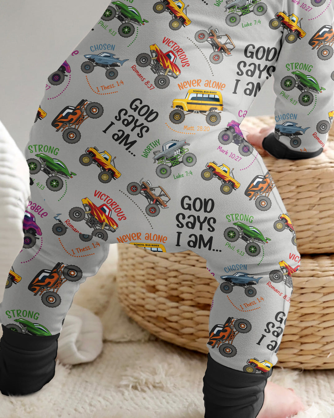 God Says I Am Monster Truck Bamboo Convertible Zippy
