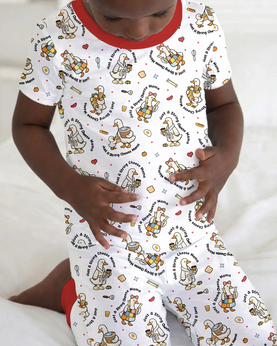 Conjunto de pijama de bambú de dos piezas de manga corta Just A String Cheese Mama Era Mommy & Me