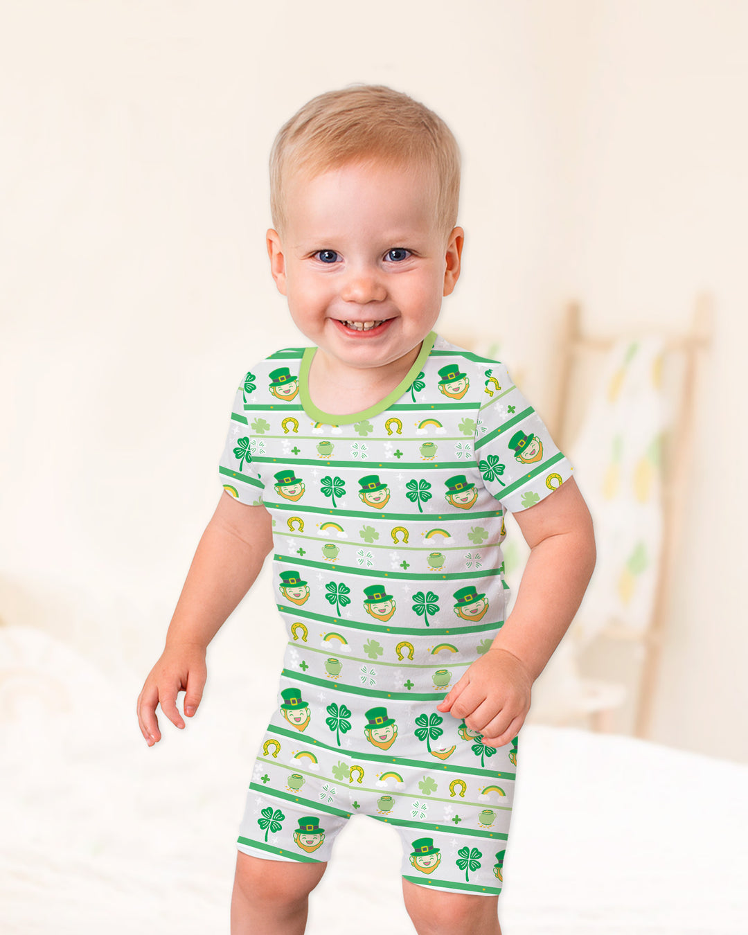 Happy Saint Patrick's Day Two Piece Short Sleeve Shorts Pajama Set