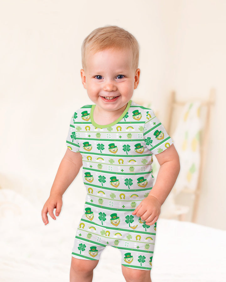 Happy Saint Patrick's Day Two Piece Short Sleeve Shorts Pajama Set