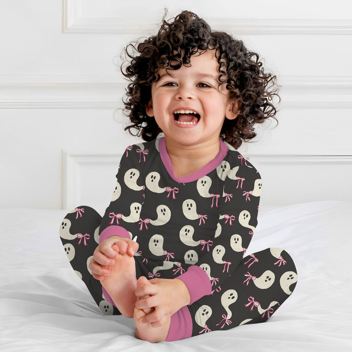 Little Ghosts Two Piece Long Sleeve Pajama Set For Halloween