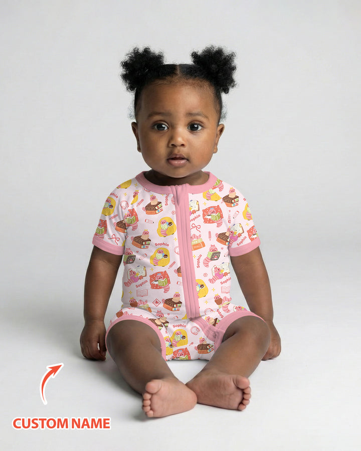 Little Book Worm Family Matching Bamboo Shorty Zippy