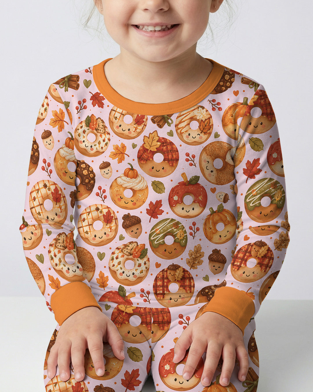 Cute Fall Donut Bamboo Two Piece Long Sleeve Pajama Set