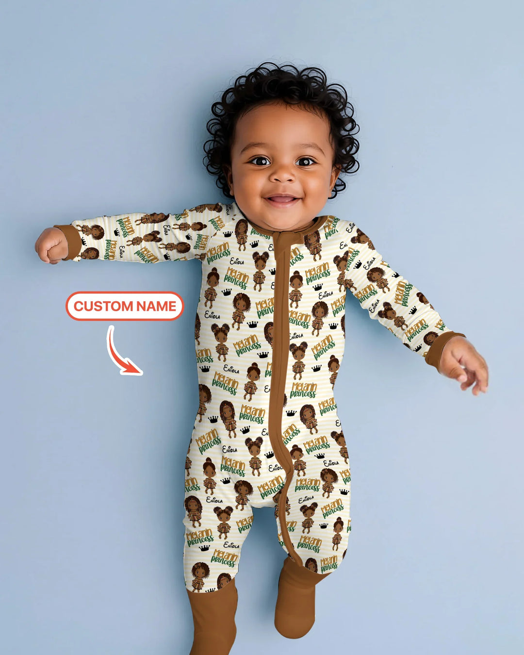 Custom Name Melanin Princess Bamboo Convertible Zippy