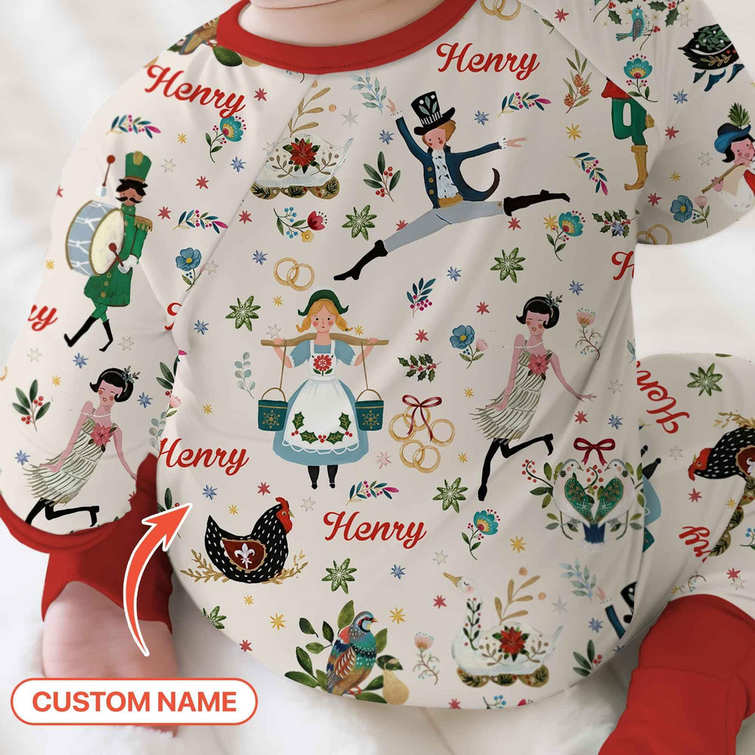 12 Days Of Christmas Custom Name Convertible Zippy , 12 Days Of Christmas Custom Name Convertible Zippy - 0-3M / Girl