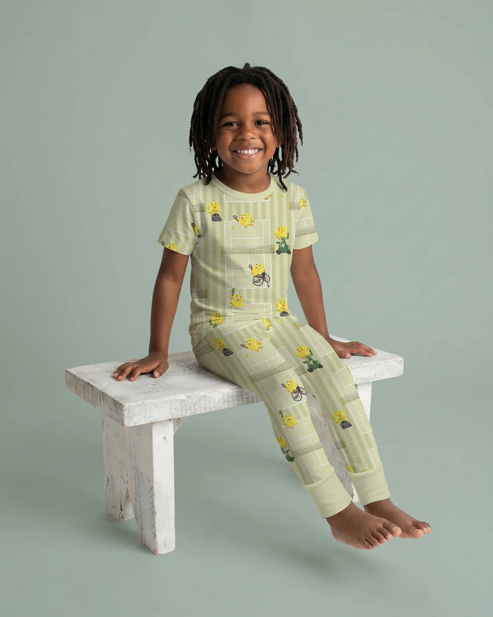 Tennis Bamboo Two Piece Short Sleeve Pajama Set