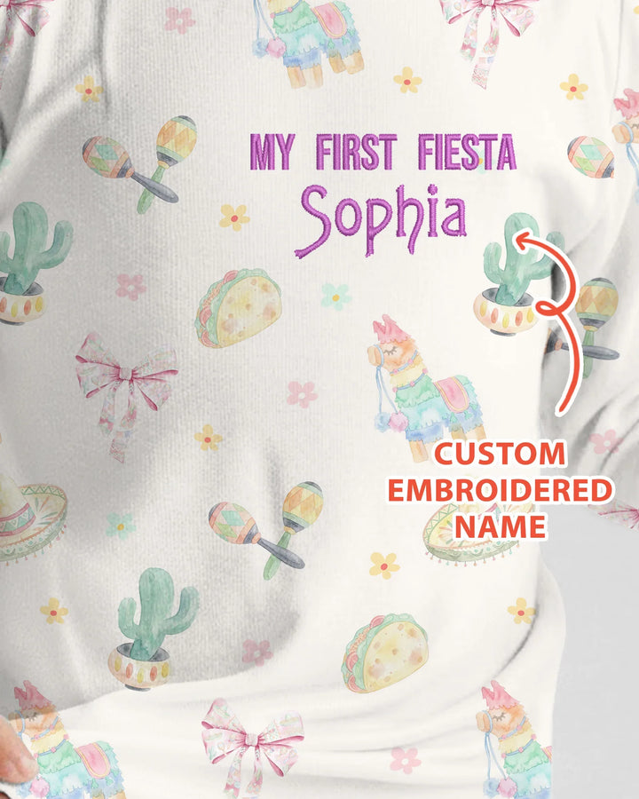Embroidered My First Cinco De Mayo  Bamboo Two Piece Long Sleeve Pajama Set