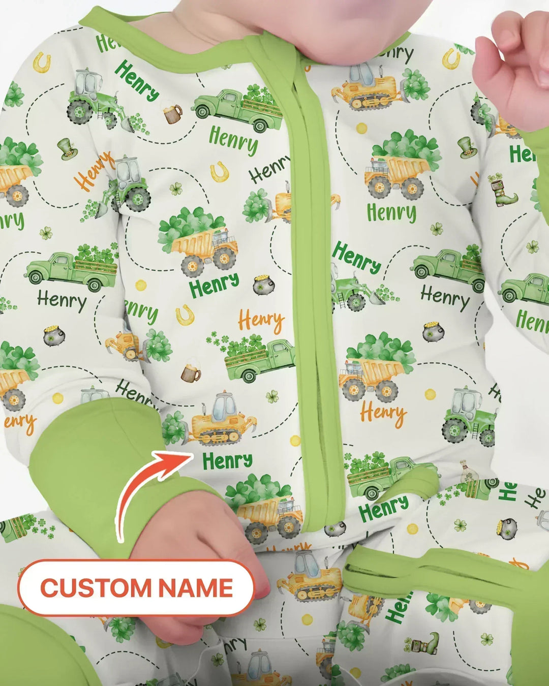 Construction St. Patrick's Day Custom Name Convertible Zippy