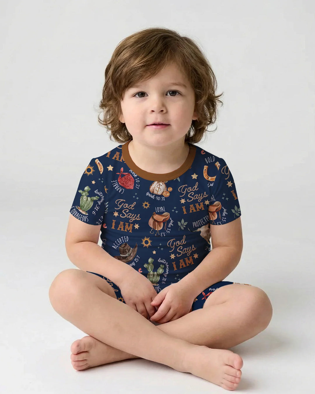 Template Zweiteiliges Pyjama-Set mit kurzen Ärmeln und Shorts