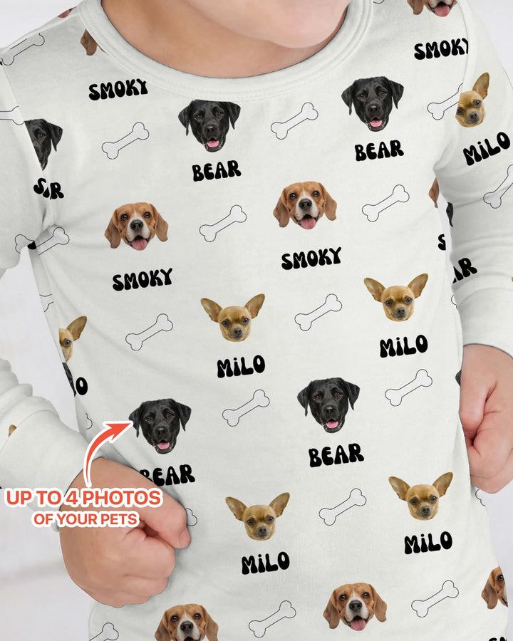 Custom Name and Pet Photos Two Piece Long Sleeve Pajama Set