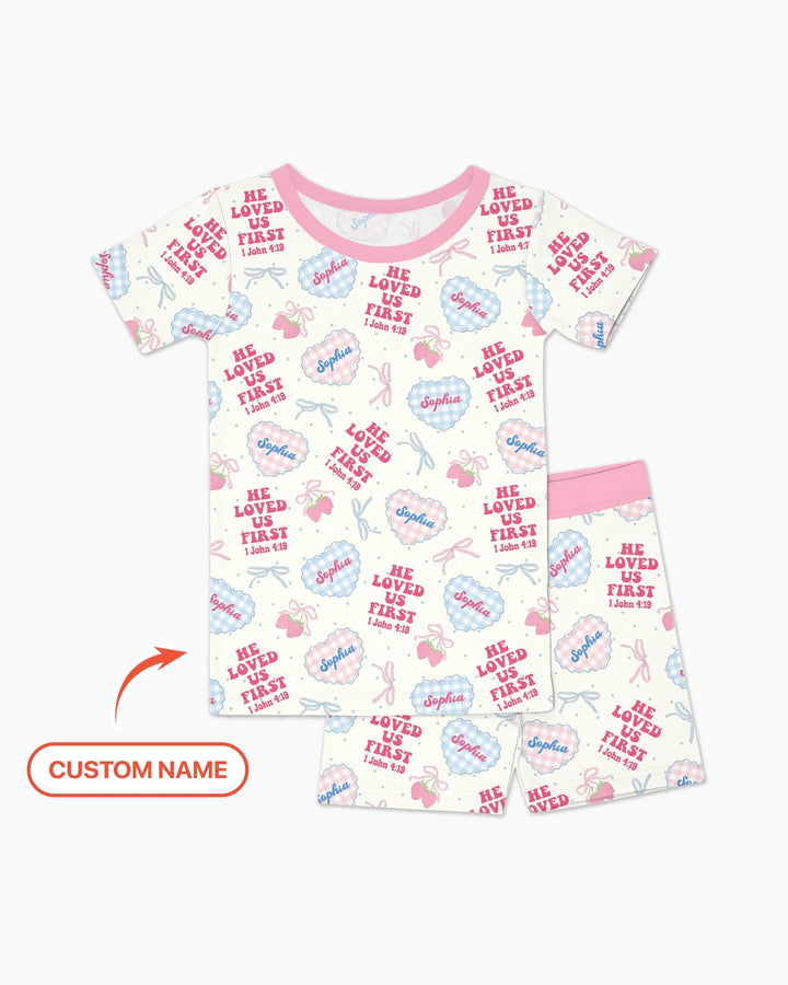 Zweiteiliges Pyjama-Set mit kurzen Ärmeln und Shorts im Sommer-Design