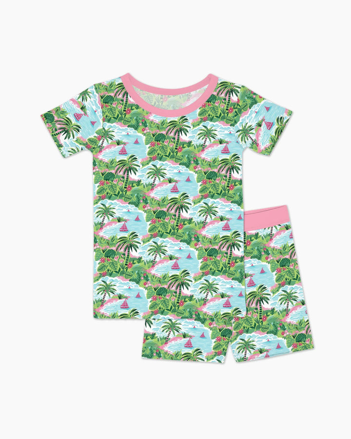 Preppy Coast Beach Club Bamboo Two Piece Short Sleeve Shorts Pajama Set