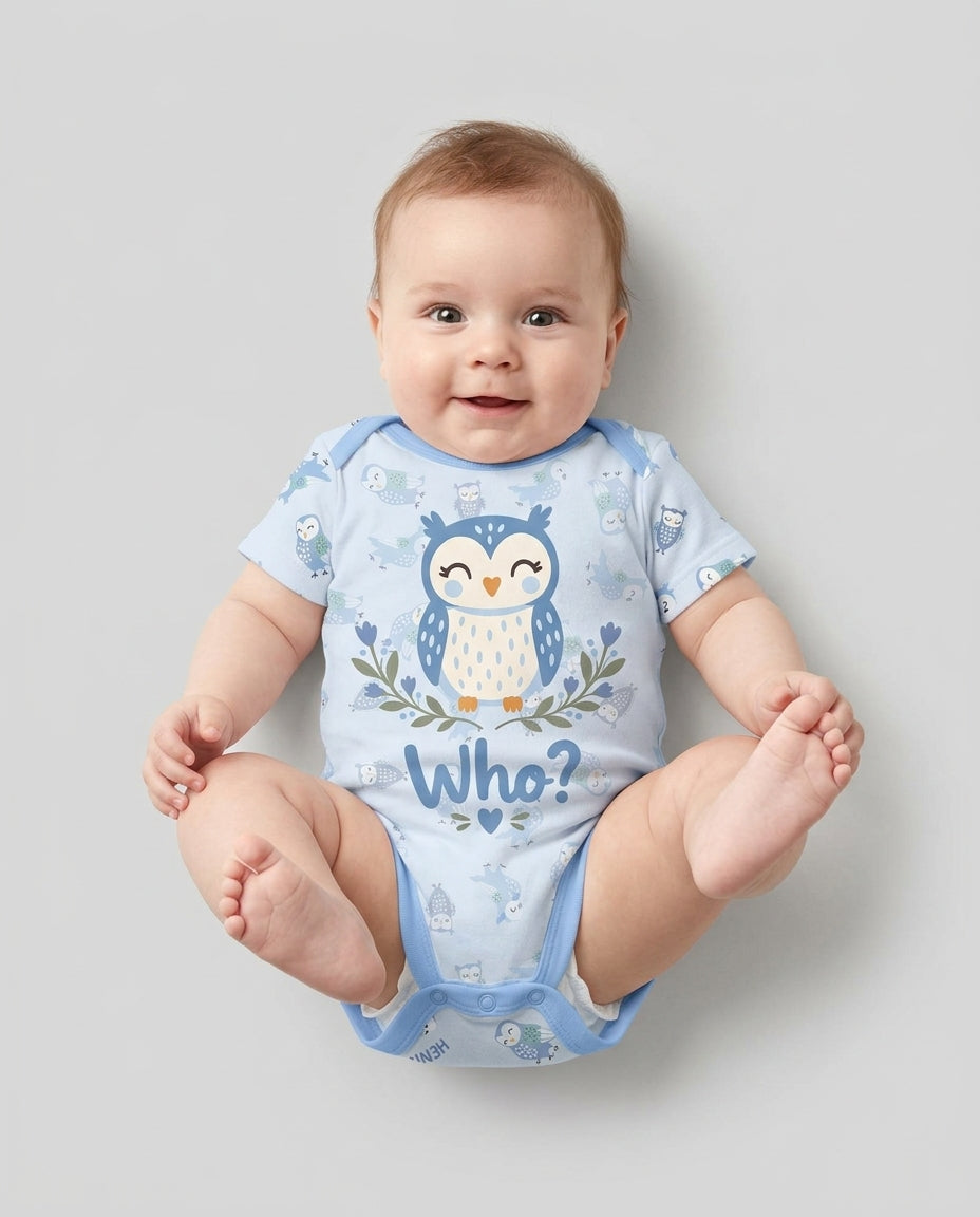 Custom Name Twin Owl Who's Who Bamboo Bodysuit
