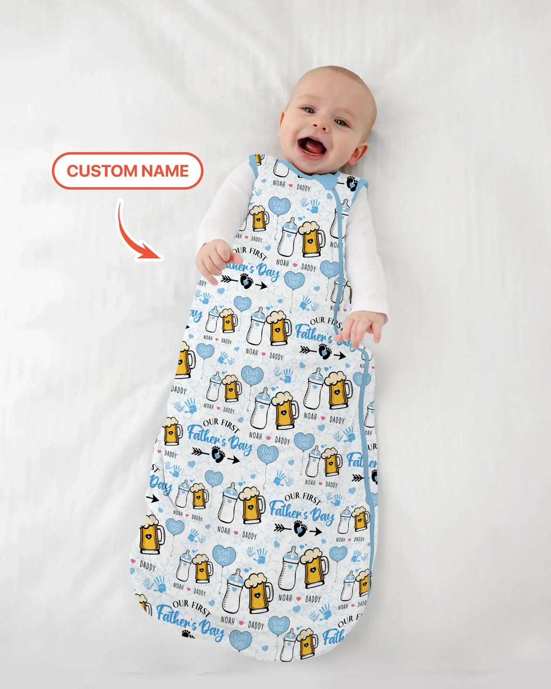 Custom Name First Father's Day Drink Bamboo Sleep Bag