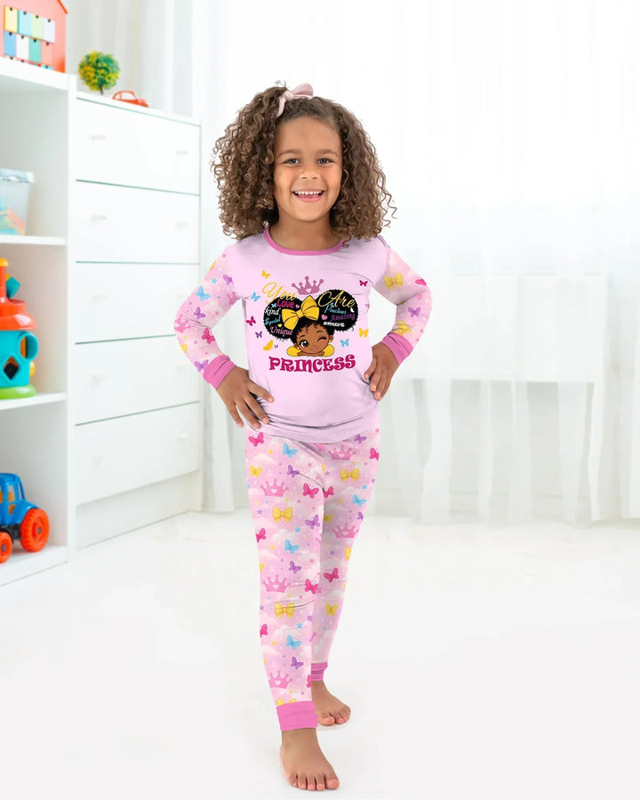 Afro Princess You Are Beautiful Bamboo Two Piece Long Sleeve Pajama Set