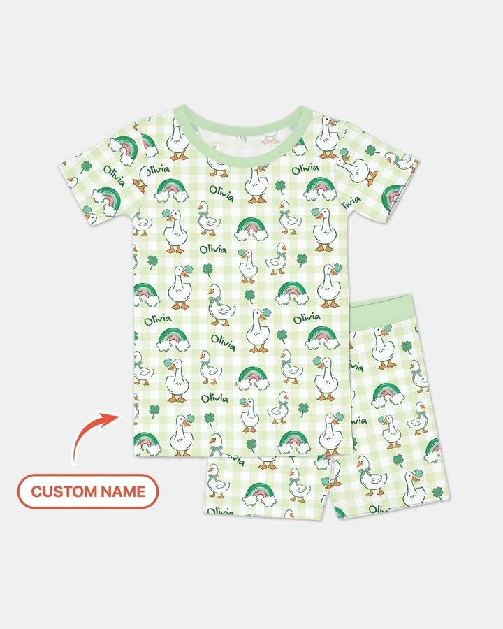 Zweiteiliges Pyjama-Set mit kurzen Ärmeln und Shorts im Sommer-Design