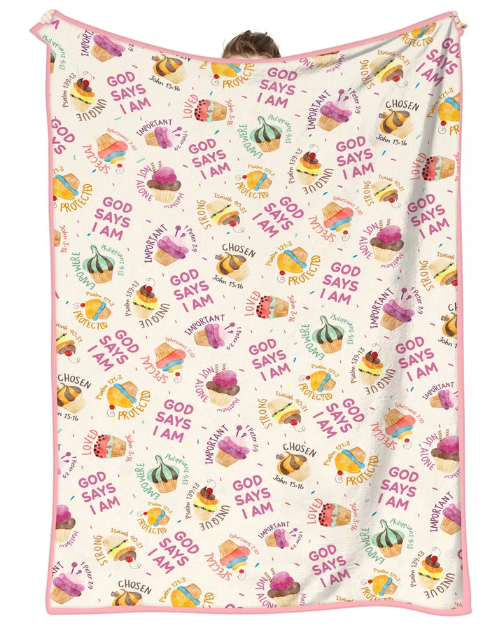 Cute Cupcake God Says I Am Bamboo Blanket