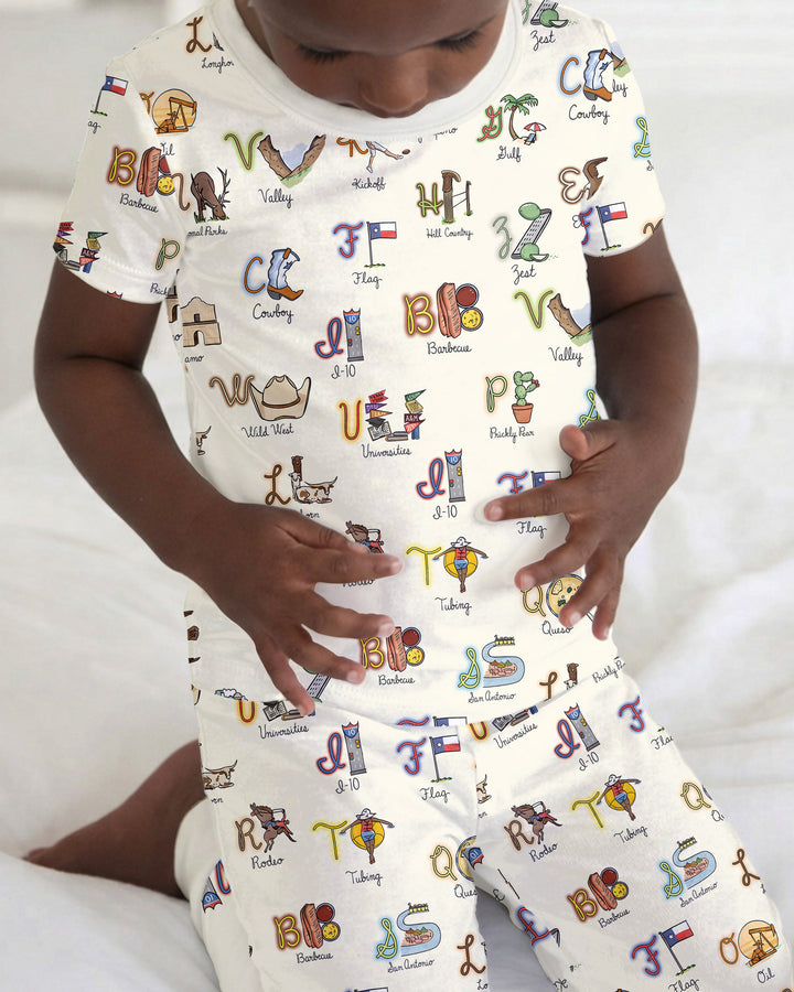 Texas Alphabet Bamboo Two Piece Short Sleeve Pajama Set