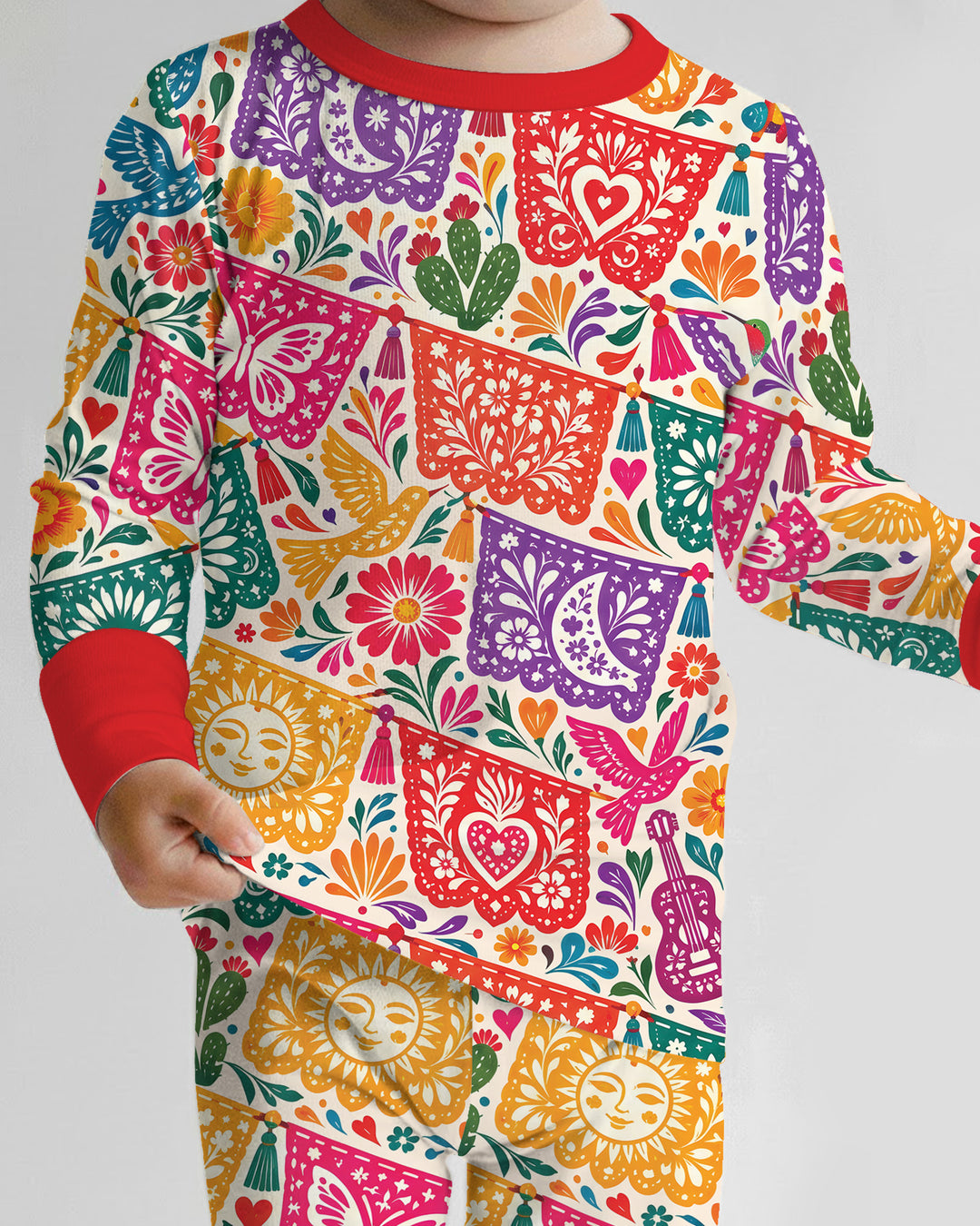 Mexican Fiesta Papel Picado Hispanic Bamboo Two Piece Long Sleeve Pajama Set