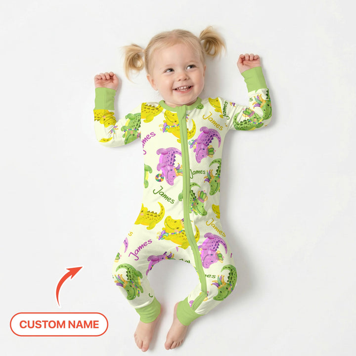 Custom Name Mardi Gras Alligator Convertible Zippy