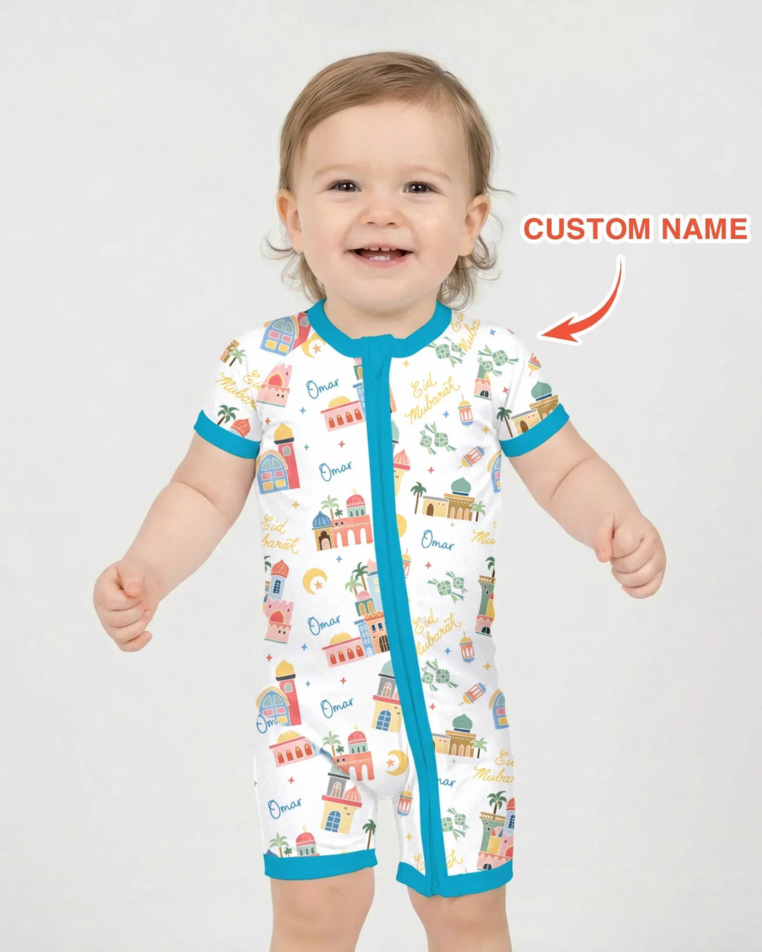 Eid Mubarak Custom Name Shorty Zippy