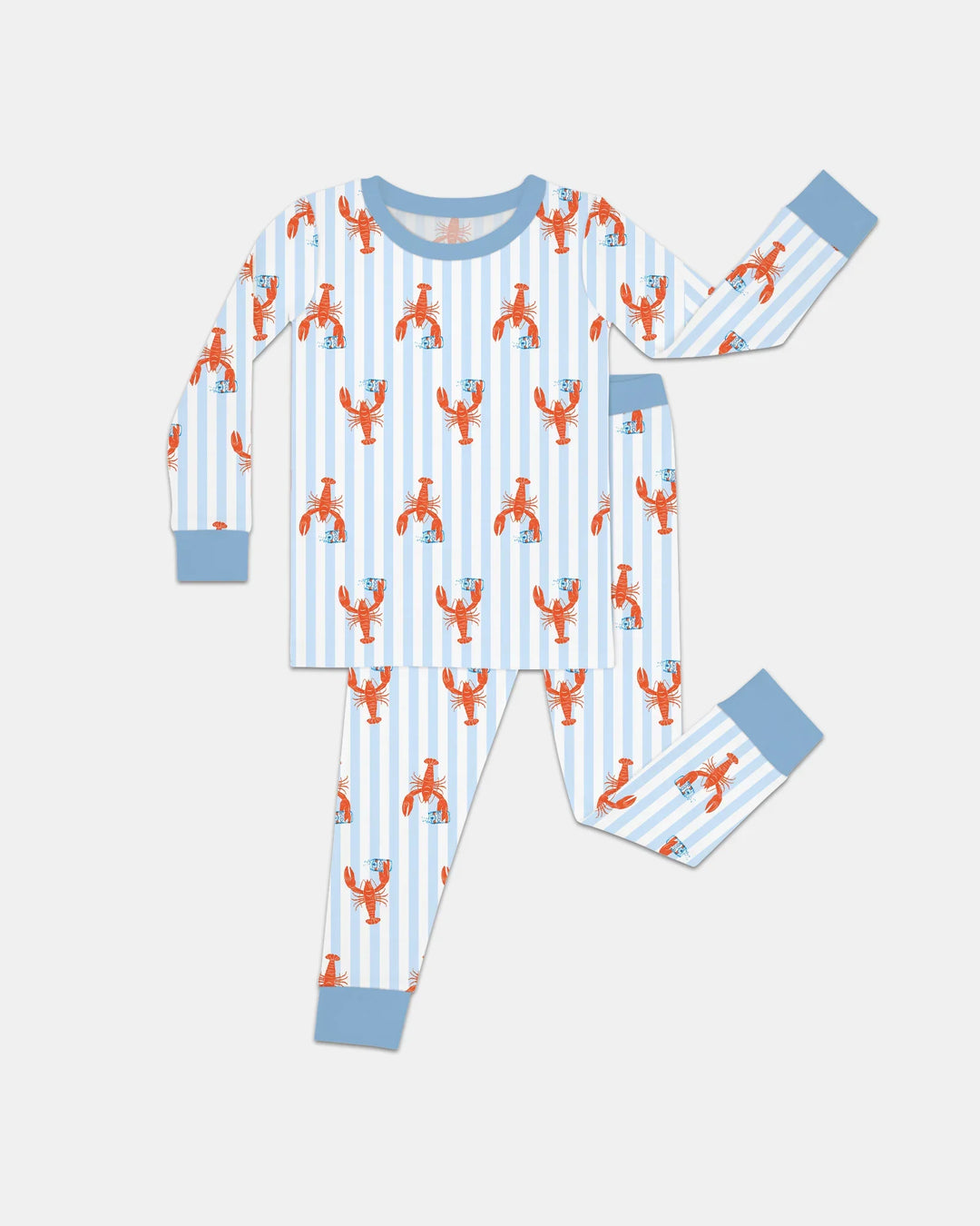 Conjunto de pijama de dos piezas de bambú de manga larga con nombre personalizado, diseño de cerveza y cangrejo de río