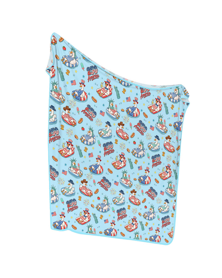 250 America Patriotic Goose Family Matching Bamboo Blanket