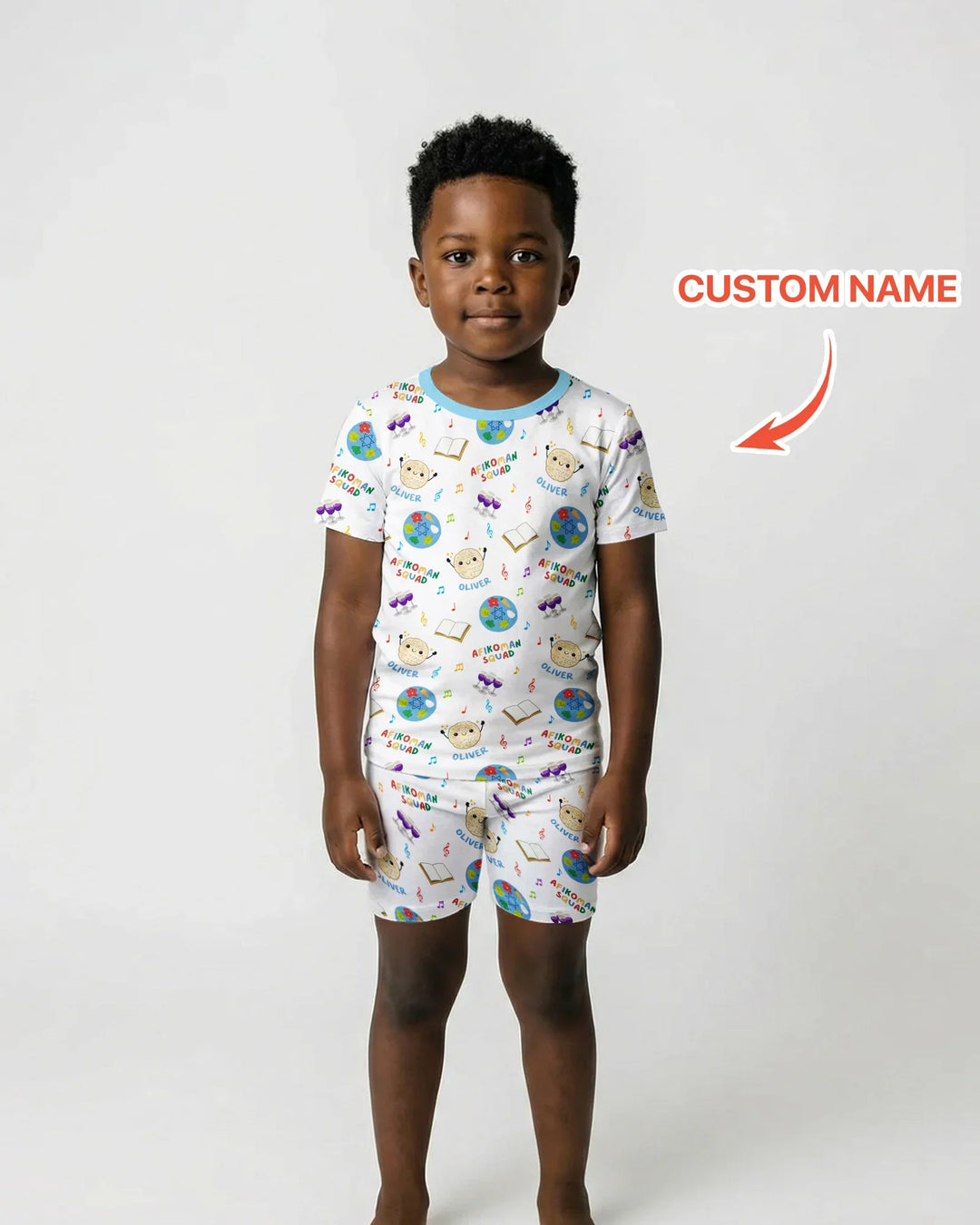 Zweiteiliges Pyjama-Set mit kurzen Ärmeln und Shorts im Sommer-Design