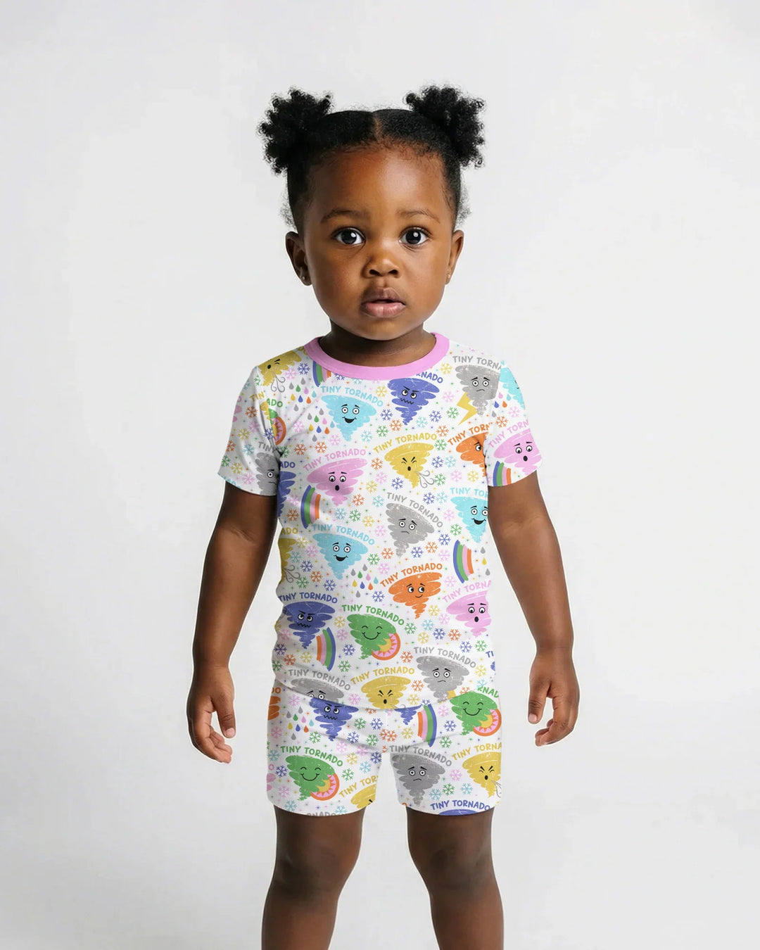 Tornado Family Matching Bamboo Two Piece Short Sleeve Shorts Pajama Set