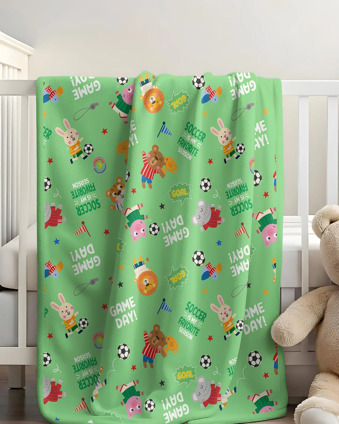 The World Cup Soccer Animals Bamboo Blanket