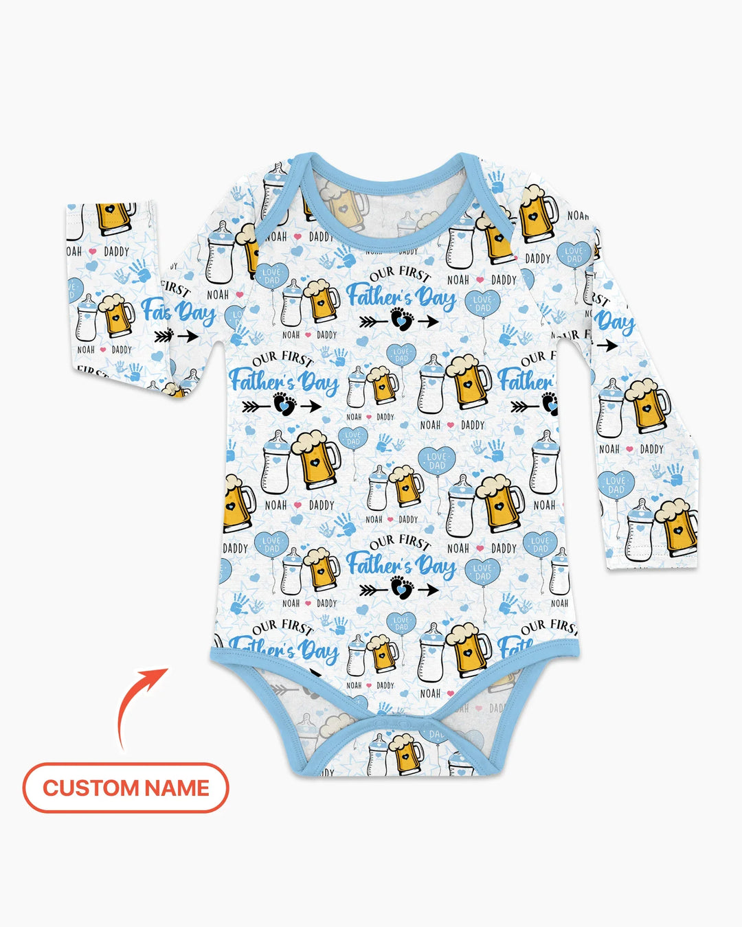 Custom Name First Father's Day Drink Bamboo Bodysuit