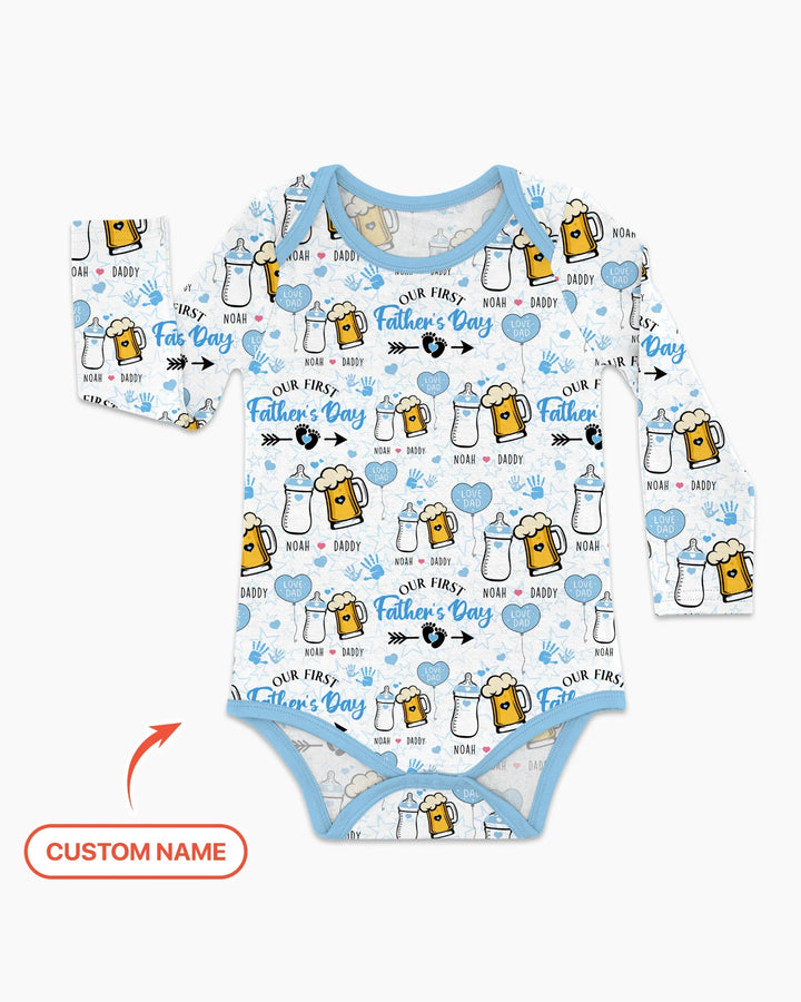 Custom Name First Father's Day Drink Bamboo Bodysuit