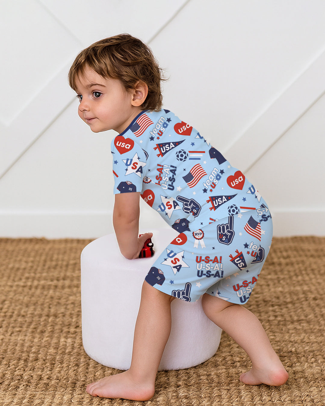 Schlafanzug-Set zweiteilig, kurze Ärmel, kurze Hose, Bambus