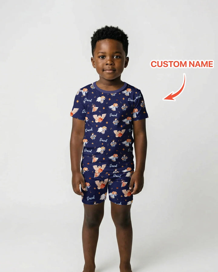 Guardian Angels Custom Name Bamboo Two Piece Short Sleeve Shorts Pajama Set