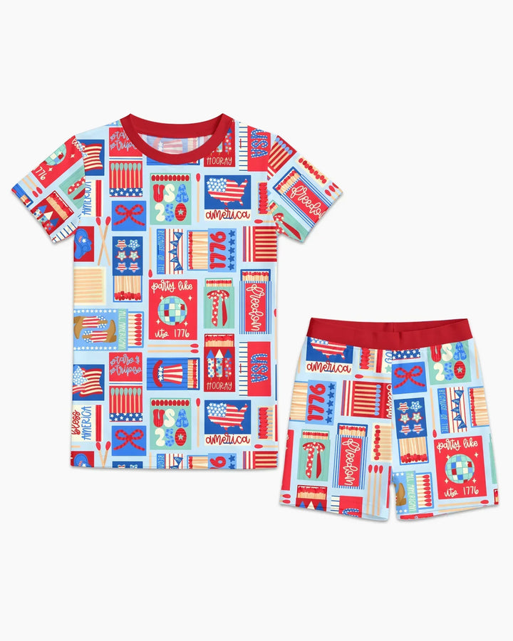 Template Zweiteiliges Pyjama-Set mit kurzen Ärmeln und Shorts