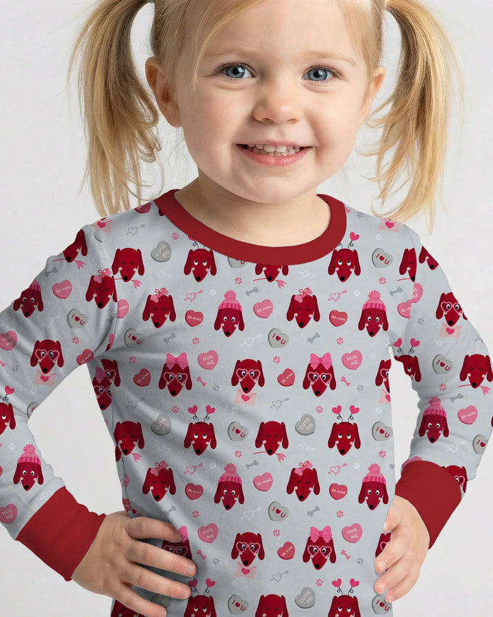 Dachshund Is My Valentine Two Piece Long Sleeve Pajama Set