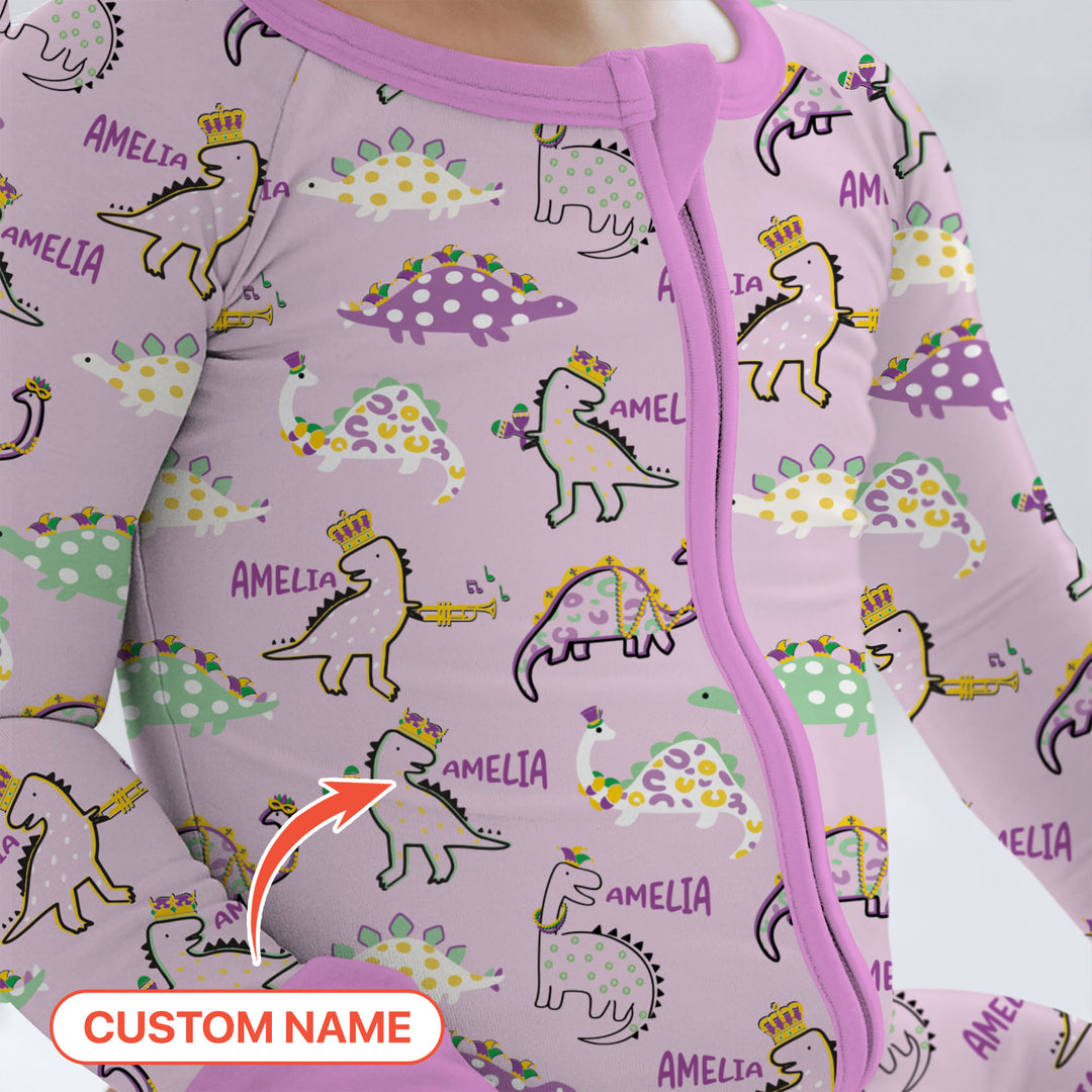 Custom Name Mardi Gras Saurus Convertible Zippy