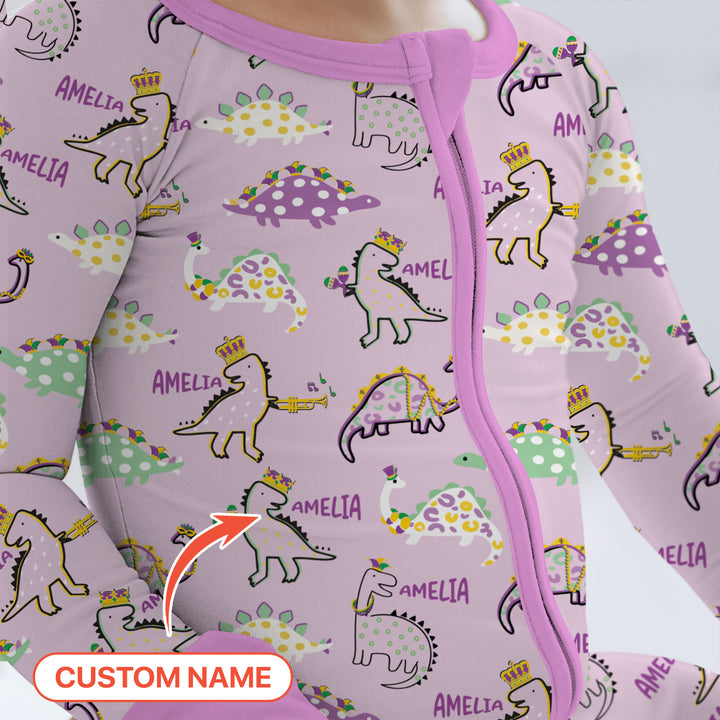 Custom Name Mardi Gras Saurus Convertible Zippy