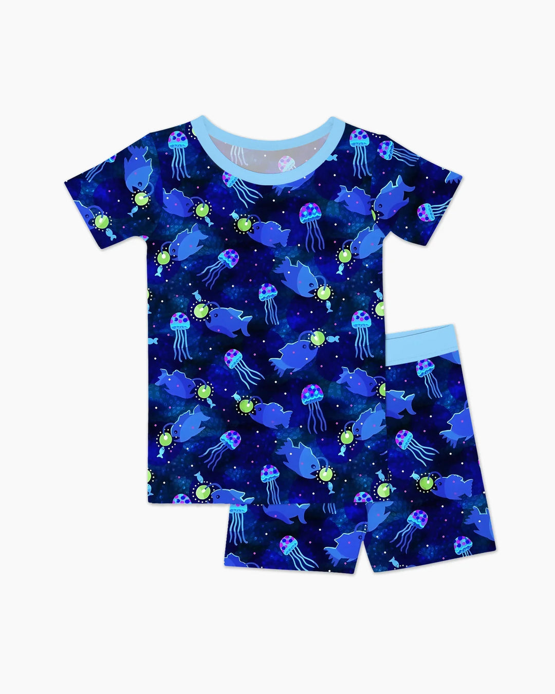 Happy Glow Fish Bamboo Two Piece Short Sleeve Shorts Pajama Set