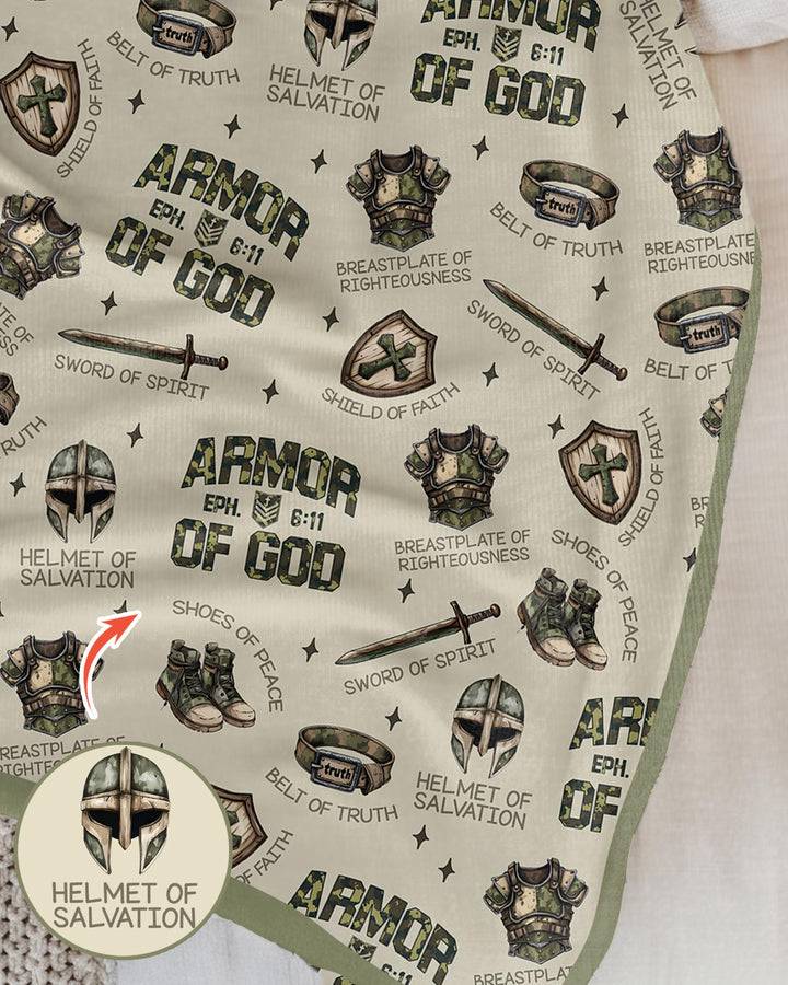 Camo Armor Of God Bamboo Blanket