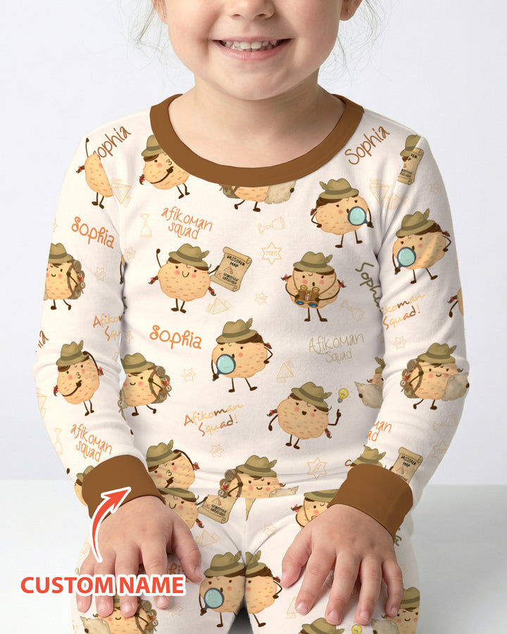Custom Name Passover Afikoman Two Piece Long Sleeve Pajama Set