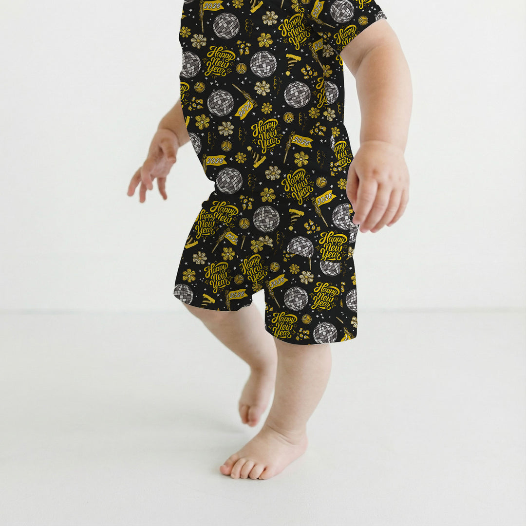 Disco New Years Eve Two Piece Short Sleeve Shorts Pajama Set
