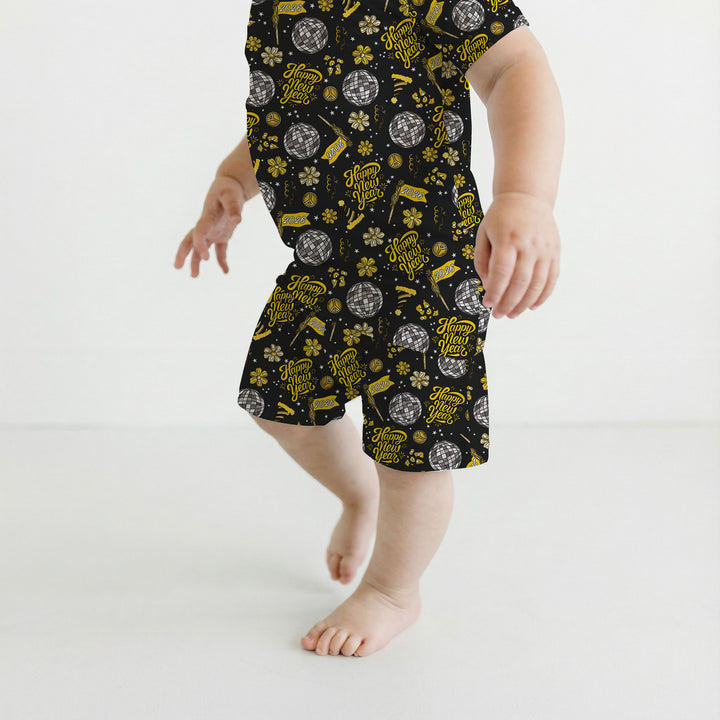 Disco New Years Eve Two Piece Short Sleeve Shorts Pajama Set