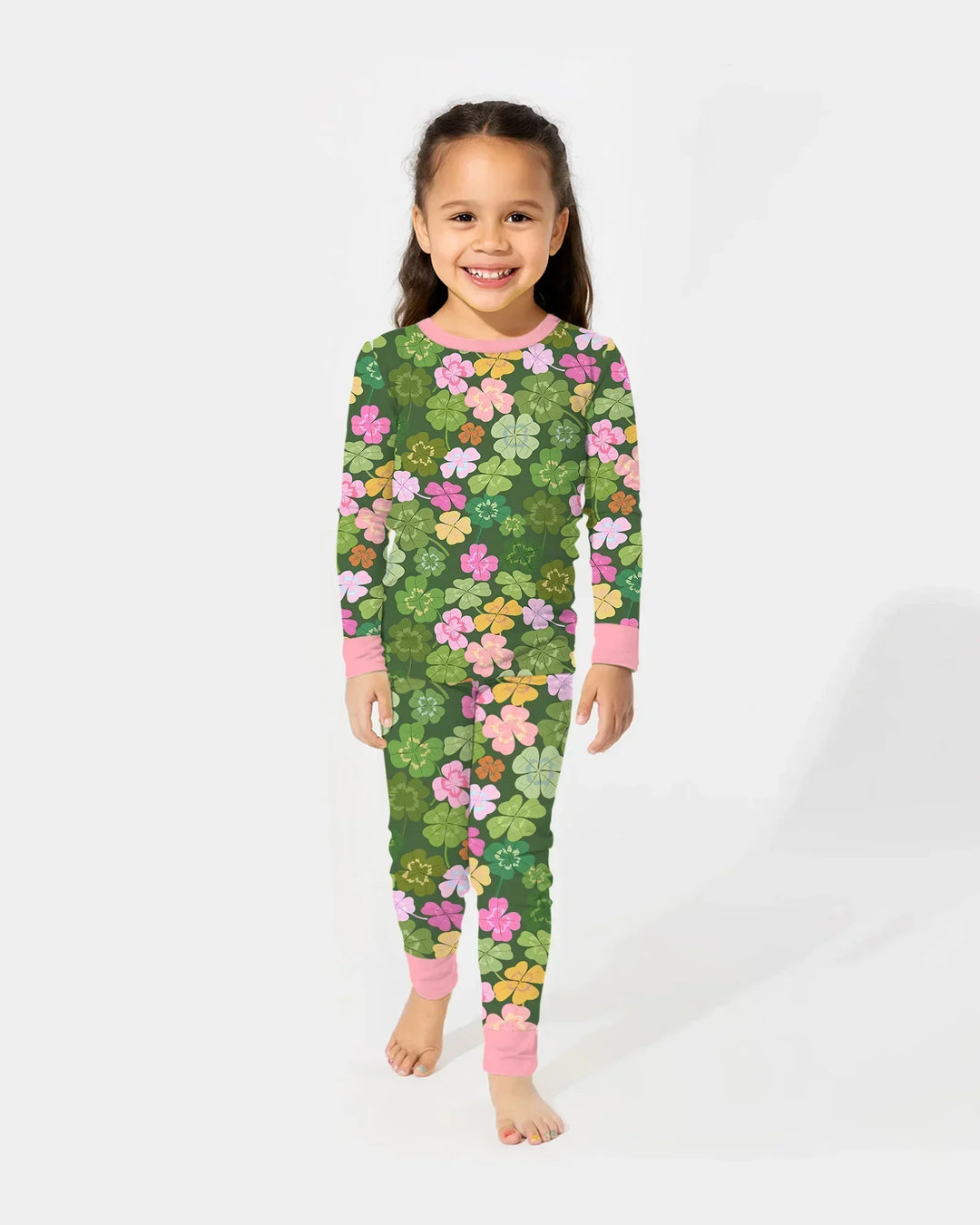 Lucky 4 Leaf Clover Two Piece Long Sleeve Pajama Set