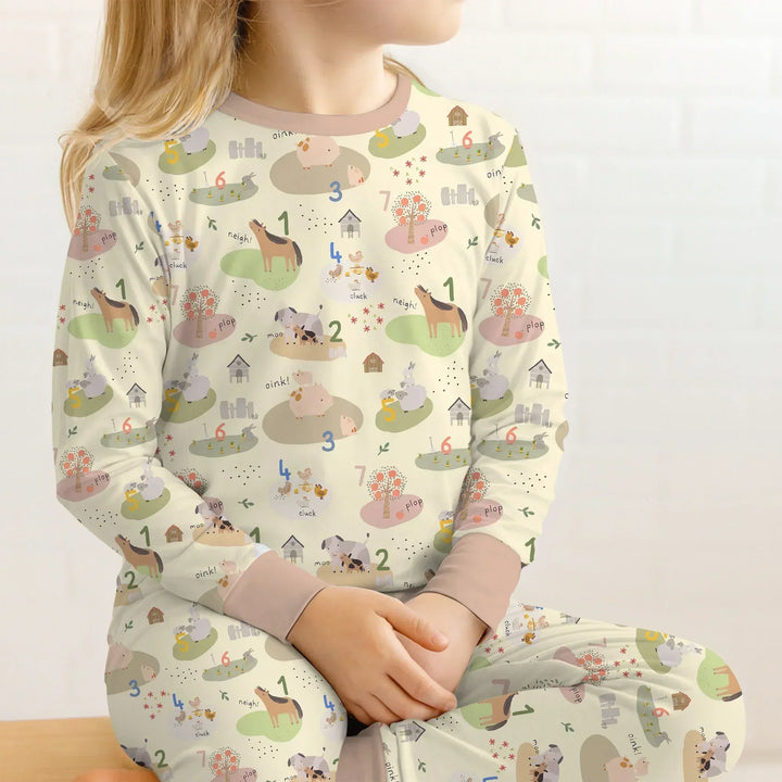 Farm Animal Counting Two Piece Long Sleeve Pajama Set