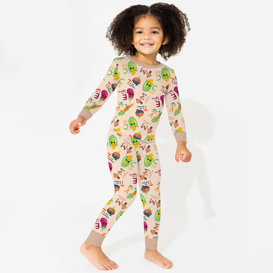 Veggie Letter Two Piece Long Sleeve Pajama Set